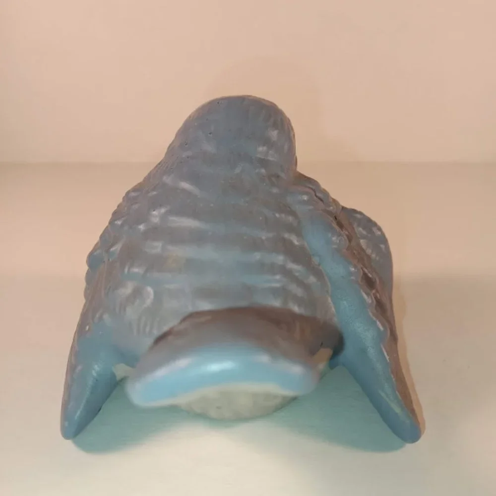 Blue Ceramic Bird in Wicker Nest - Decorative Home Accent